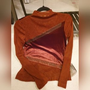 Beautiful velvet long-sleave top rhinestones  and lace